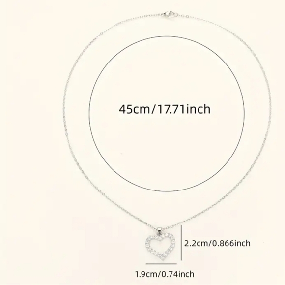 silver diamond heart necklace - Picture 4 of 4